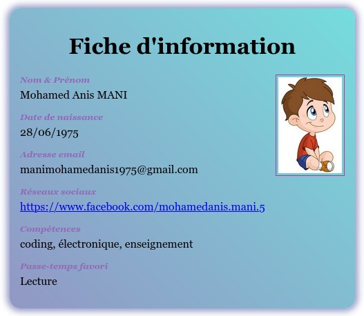 Modèle de fiche d'information
