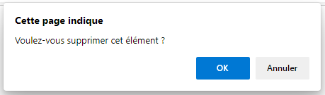 Exemple d'utilisation d'une boîte de confirmation
