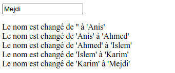 Exemple d'exploitation de l'évènement change