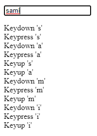 Test des évènements keyup / keydown / keypress