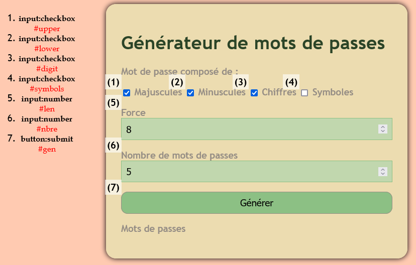 Générateur de mots de passes