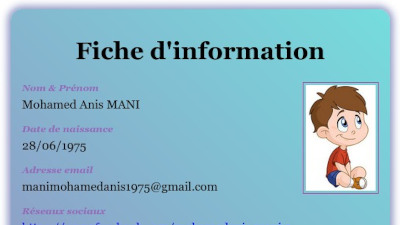 Fiche de renseignements