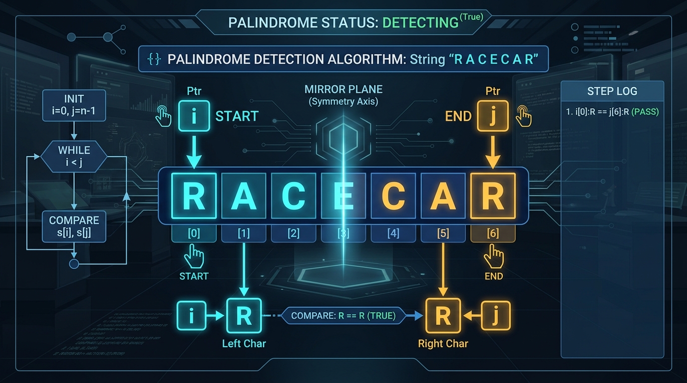 Vérification symétrique de palindrome