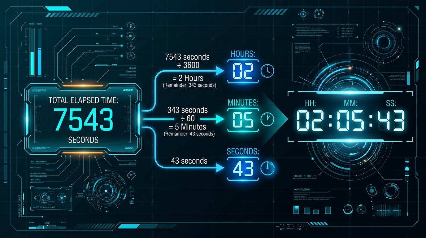 Décomposition temporelle d'une durée en heures, minutes et secondes